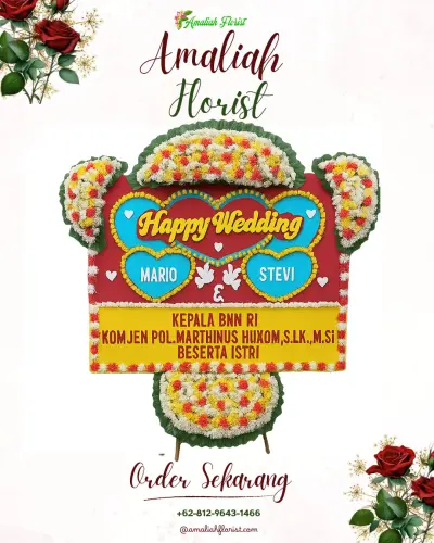 Karangan Papan Bunga Pernikahan di Manggong